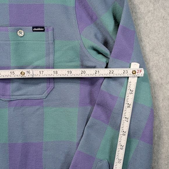 NWT Chubbies The Pic-a-nic Overshirt Plaid Flannel Mens M Green Purple - Picture 7 of 12